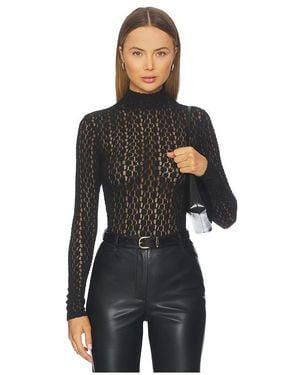 Bardot Body Aus Geblümtem Netzstoff Vezza - Schwarz