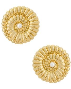 Self-Portrait Pearl Shell Earrings - Metallic