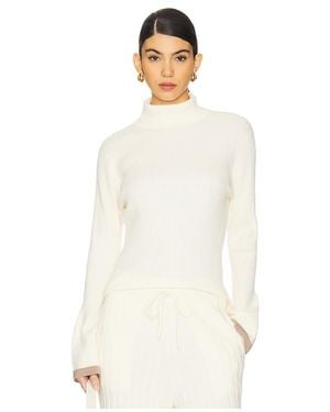 Varley Ravena Rib Knit High Neck Top - White