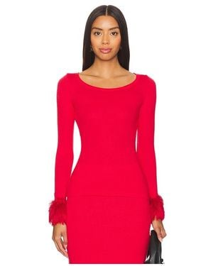 Andreeva Top With Handmade Knit Cuffs - Red