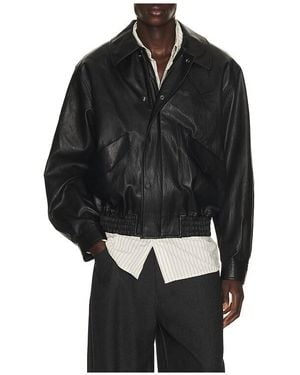 LE17SEPTEMBRE Faux Leather Zip Blouson - Black