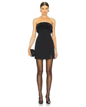 MILLY Indy Combo Velvet Crystal Embellished Mini Dress - Black