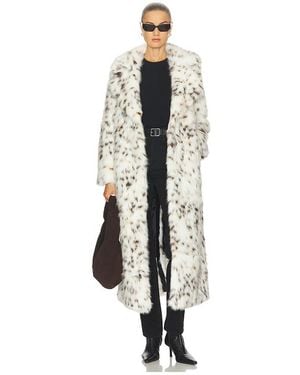 Apparis Gabrielle Snow Leopard Maxi Coat - White