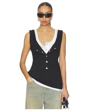 Markgong Layered Open-Collared Vest - Black