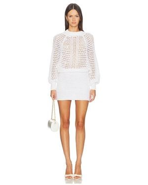 Balmain Batwing Dentelle Crochet Knit Dress - White