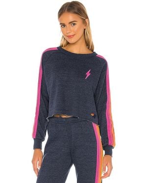 Aviator Nation Bolt Cropped Classic Crewneck - Blue