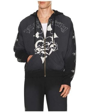 Ed Hardy Sudadera Con Capucha Con Cremallera Crosses En Color Negro Talla (También En M, S, Xl/1X)