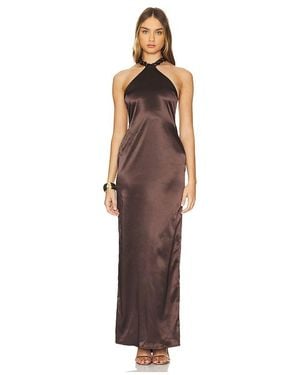 Khanums Satin Halter Maxi Dress - Brown
