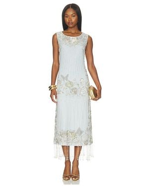 La Fuori Aquamarine Frosted Bloom Midi Dress - White