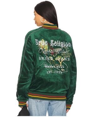 True Religion Western Velvet Bomber Jacket - Green