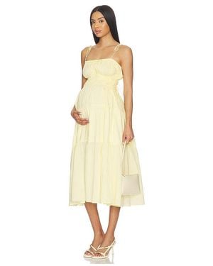 BUMPSUIT Shirred Midi Poplin Dress - Natural