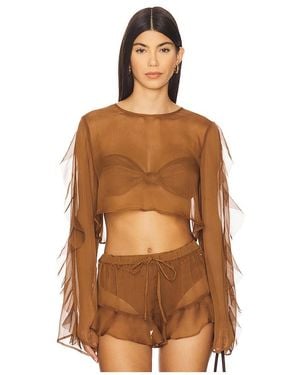 Shani Shemer Thoma Cropped Shirt - Brown