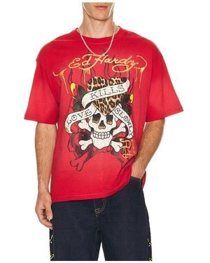 Ed Hardy Skull Boxy Tee - Red
