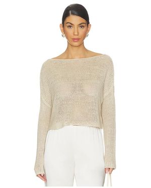 Enza Costa Leinen-Sweater Aus Offenem Strick Mit Bateau-Ausschnitt - Natur
