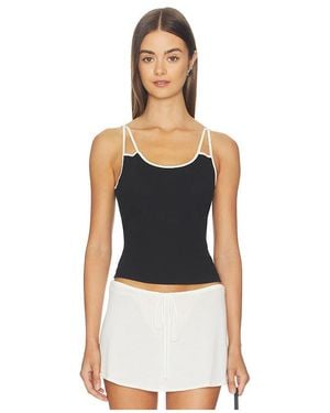 RE/DONE Top Sin Mangas Contrast En Color Negro Talla (También En Xs, S, M)