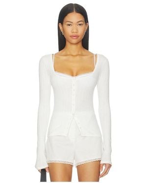 Free People End Game Pointelle Long Sleeve - White