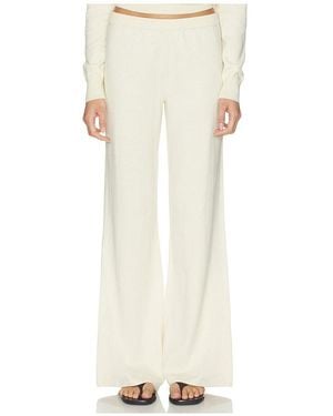 ÉTERNE Cotton Cashmere Wide Leg Lounge Pant - White