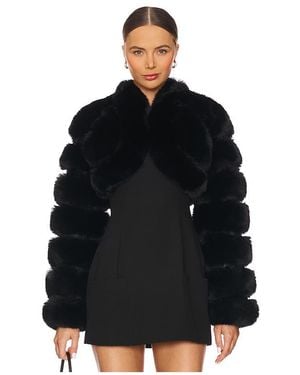 Adrienne Landau Kurze Jacke Faux Fox Fur - Schwarz