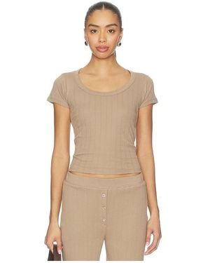 VIR VITA Pointelle Scoop Tee - Natural