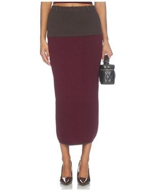 Matthew Bruch Falda Midi De Bloques De Color Colorblock Midi Skirt En Color Vino Talla (También En M, S, Xs) - Rojo