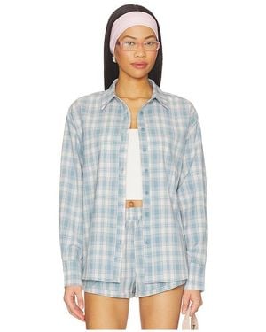 MORE TO COME Thatcher Button Down Top - Blue
