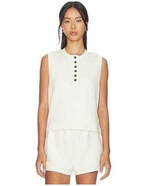 Varley Camiseta Sin Mangas Con Botones Marla En Color Ivory Talla (También En S, M, Xl) - Blanco