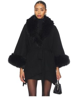 Alice + Olivia Joanne Sweater Coat With Faux Fur Trim - Black