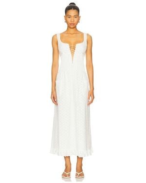 Mirror Palais Pin Tuck Eyelet Dress - White