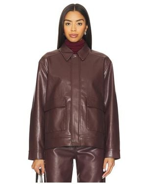 Pistola Valerie Faux Leather Bomber Jacket - Brown
