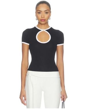 Michael Lauren Shortsleeve Colorblock Keyhole Tee Keoni - Blau