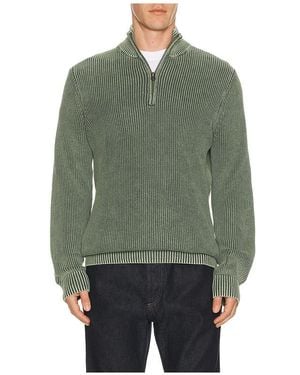 Faherty Sunwashed Quarter Zip Jumper - Green