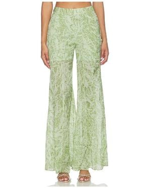 La Fuori Mistleaf Ruffle Printed Pant - Green