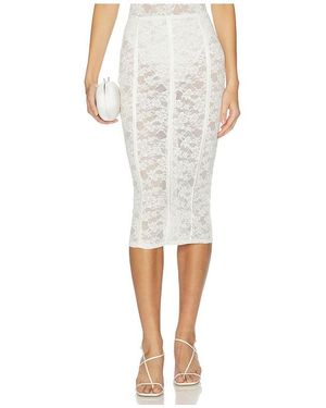 Fleur du Mal Falda Le Stretch Lace Pencil En Talla (También En S, M, Xl) - Blanco