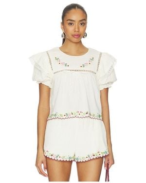 For Love & Lemons Leah Cotton Top - White