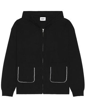 KROST Blanket Stitch Knit Zip Hoodie - Black