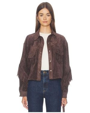 Blank NYC Cropped Fringe Jacket - Blue