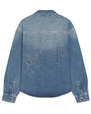 House Of Sunny Take A Trip Contrast Stitch Shirt - Blue
