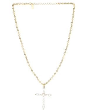 Natalie B. Jewelry Charity Pearl Cross Necklace - Metallic