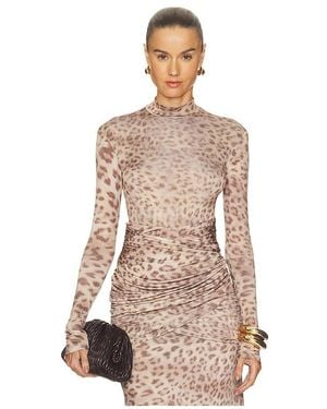 LAPOINTE Printed Jersey Mock Neck Bodysuit - Natural