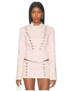 Jaded London Boxy Military Jacket With Embroidery Detailing - Pink