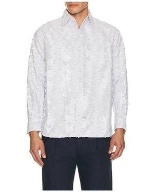 Beams Plus B.D. Classic-Fit Burnout Dot Candy Stripe - White