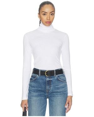 Enza Costa Supima Cotton New Classic Longsleeve Turtleneck - White