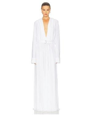 Norma Kamali Hooded Super Oversized Nk Shirt Flared Gown - White