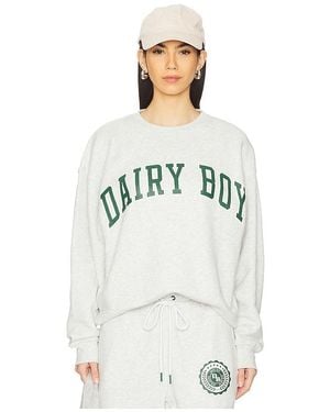 Dairy Boy Cuello Redondo Varsity En Color Gris Claro Talla En - Blanco