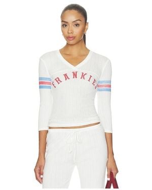 Frankie's Bikinis School Girl Pointelle Three Quarter Sleeve Shirt - White