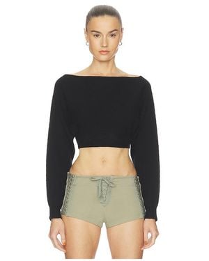 Halo Strick Crop Sweater - Schwarz
