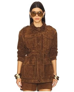 AEXAE Leather Suede Mid Jacket - Brown