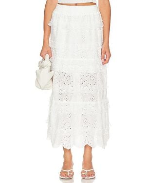 Line & Dot Charm Maxi Skirt - White