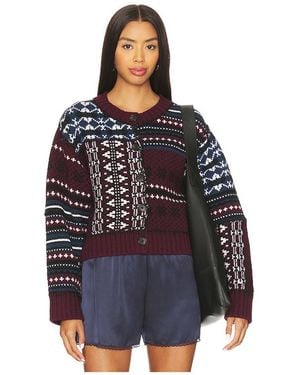 Sea Cárdigan Fair Isle Linea En Color Burgundy Talla (También En M, S, Xl, Xs) - Azul