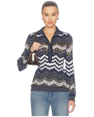 Missoni Oberteil Long Sleeve Mock Neck - Blau